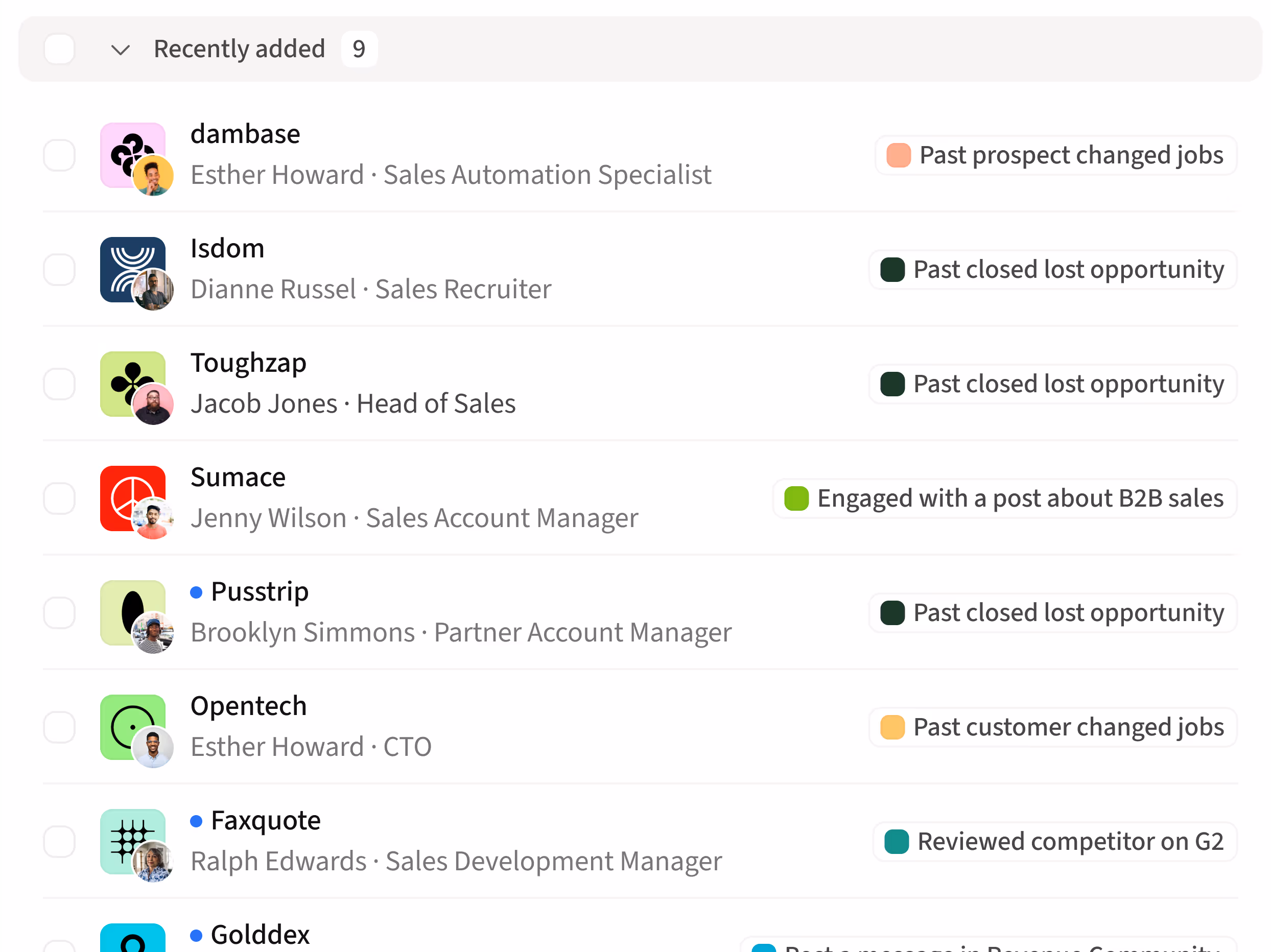 Product screen for real-time sales intelligence
